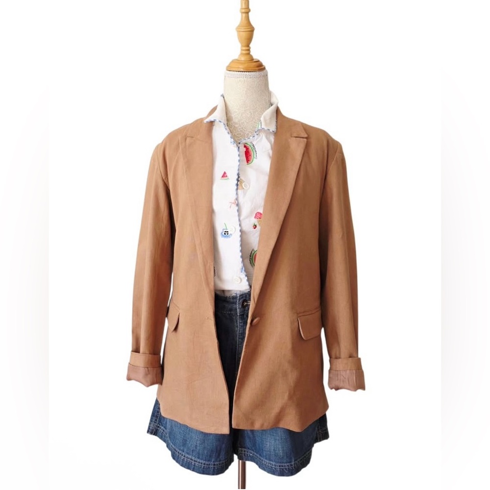 NWT Abercrombie & Fitch Women's Linen Brown Blazer